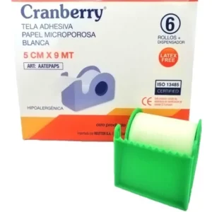 TELA ADHESIVA PAPEL BLANCA 5CM X 9M  6 UNIDADES CRANBERRY