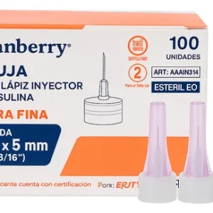 AGUJA PARA LAPIZ DE INSULINA 100U CRANBERRY